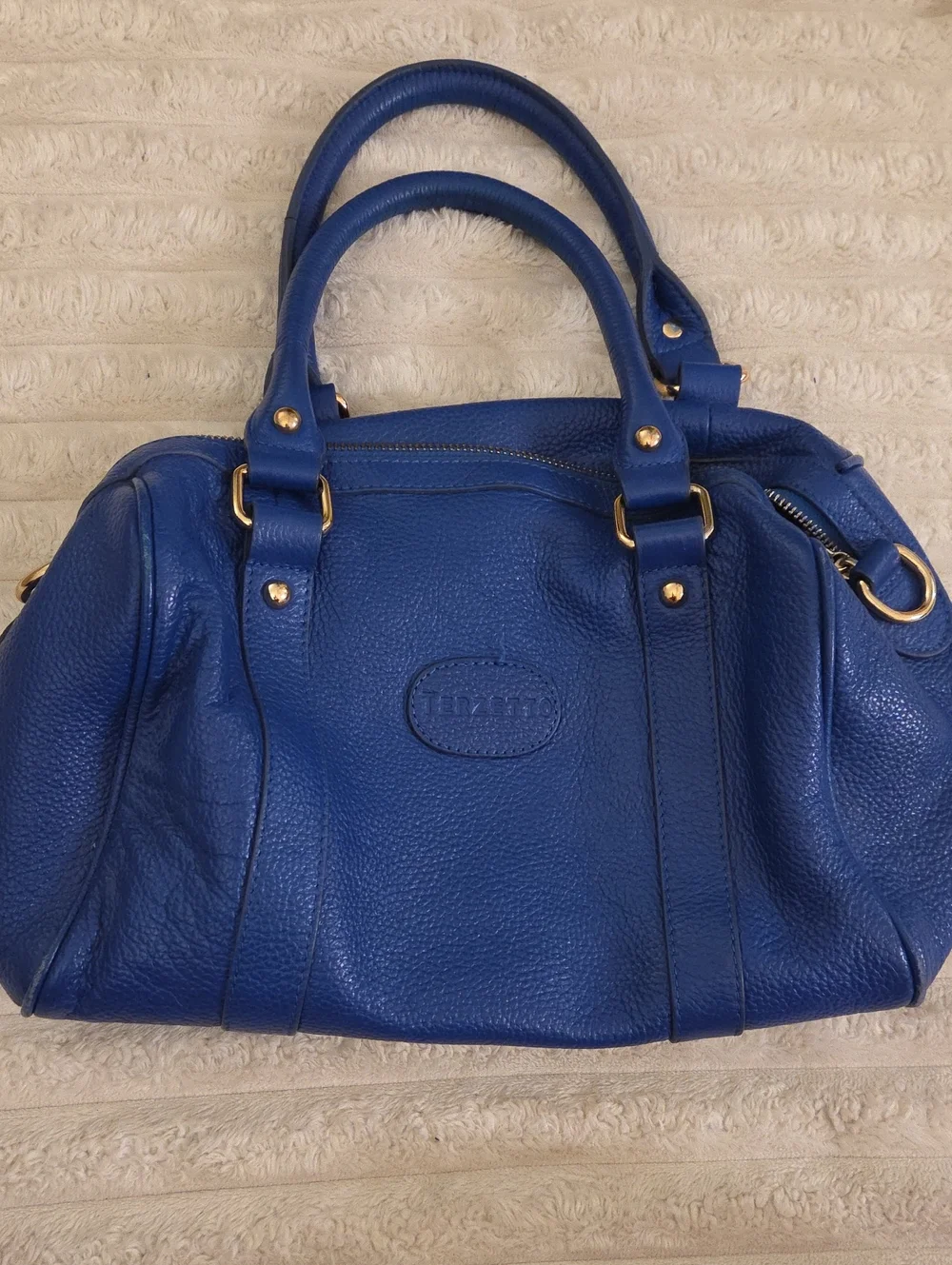 Terzetto Royal Blue Pebbled Leather Satchel